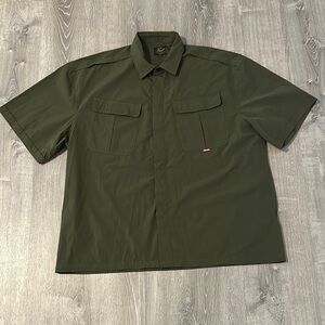 FUCT BDU XL Men's Nylon Button Down Short‎ Sleeve Army Green Casual Camp Shirt